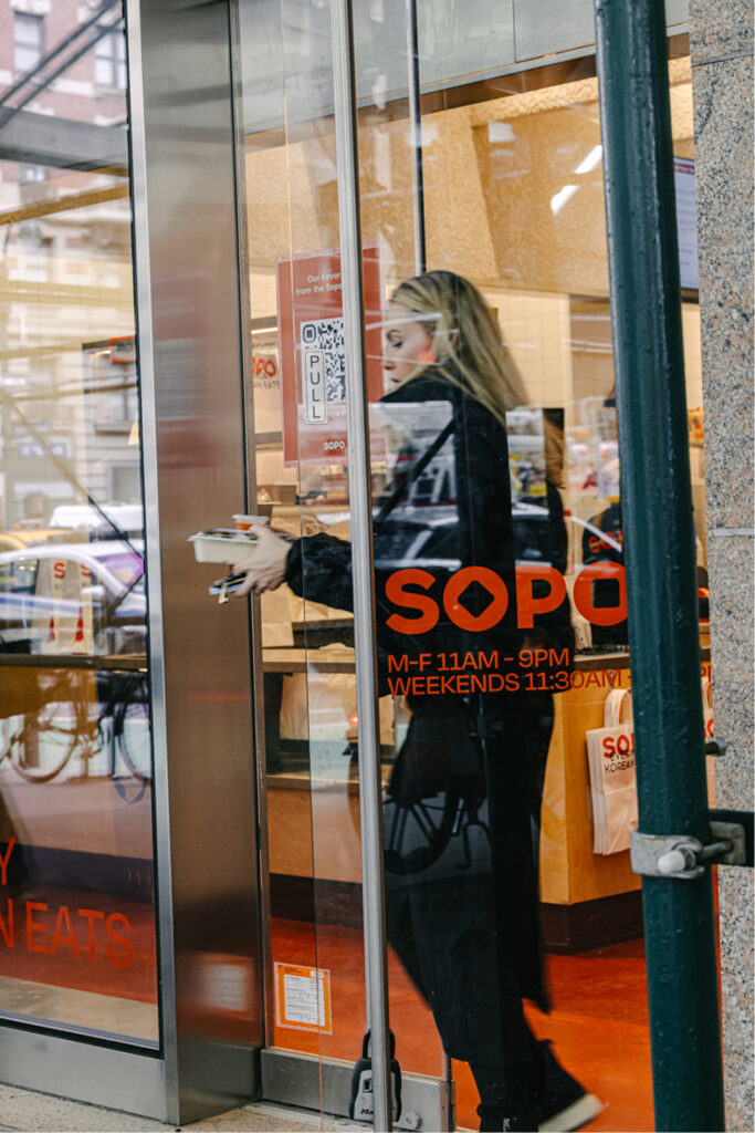 Sopo Korean Eats storefront on 7th Avenue near Herald Square in Midtown Manhattan
